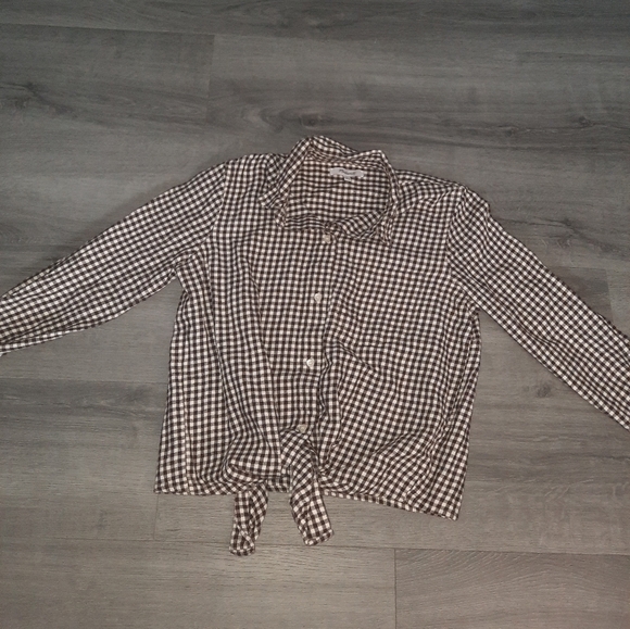 Madewell Flannel Tie Front Shirt in Gingham Check - Picture 6 of 8